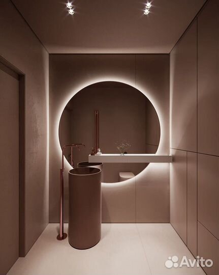 Зеркало в ванную с подсветкой круглое