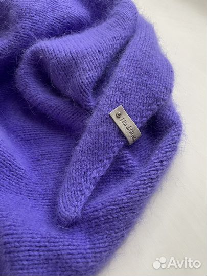 Шапка и бактус вязаный комплект из пуха норки