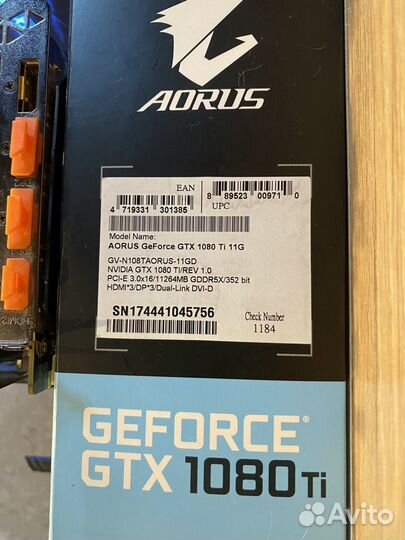 Видеокарта geforce gtx 1080ti aorus