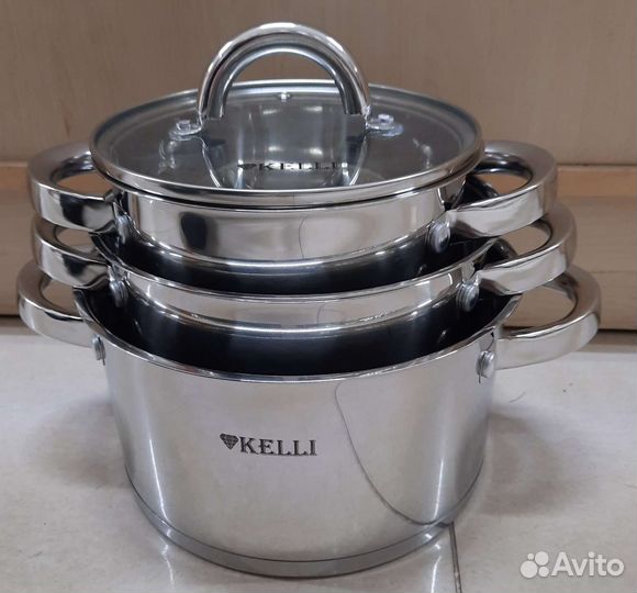 Набор кастрюль 1,8л/2,5л/3,5л Новый