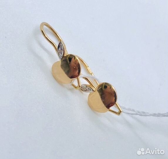 Золотые серьги с фианитом