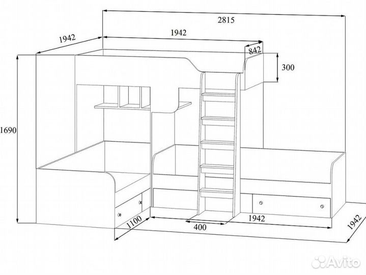 Двухъярусная кровать Трио нов