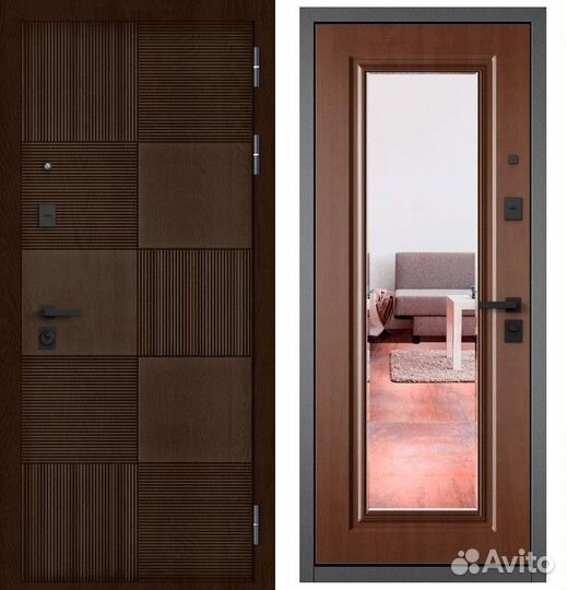 Дверь входная железная с зеркалом