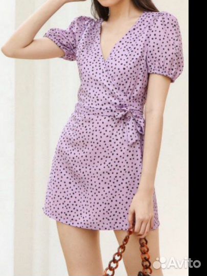 Платье летнее bershka из вискозы в горошек