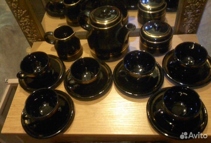 Кофейный сервиз керамика,отводка золотом 1983год