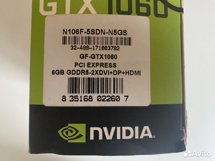 Видеокарта geforce gtx 1060 6gb