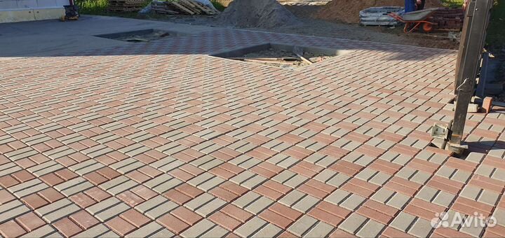 Укладка тротуарной плитки брусчатки бордюров