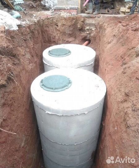 Септик из ж/б колец под ключ, копка траншей