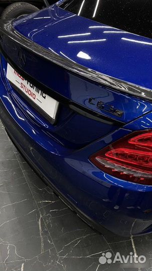 Диффузор с насадками C63 AMG+спойлер карбон W205