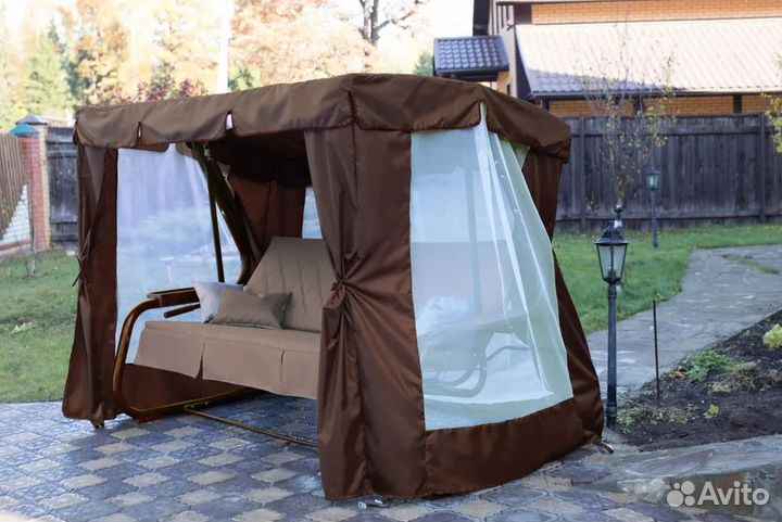 Тент-шатер на качели Рандеву коричневый