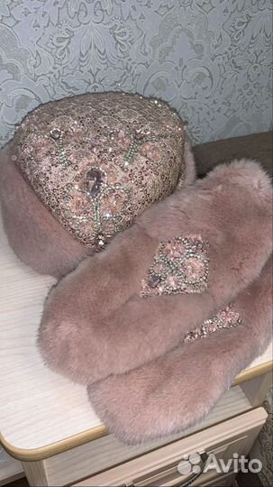 Шапка норка вышивка стеклярус