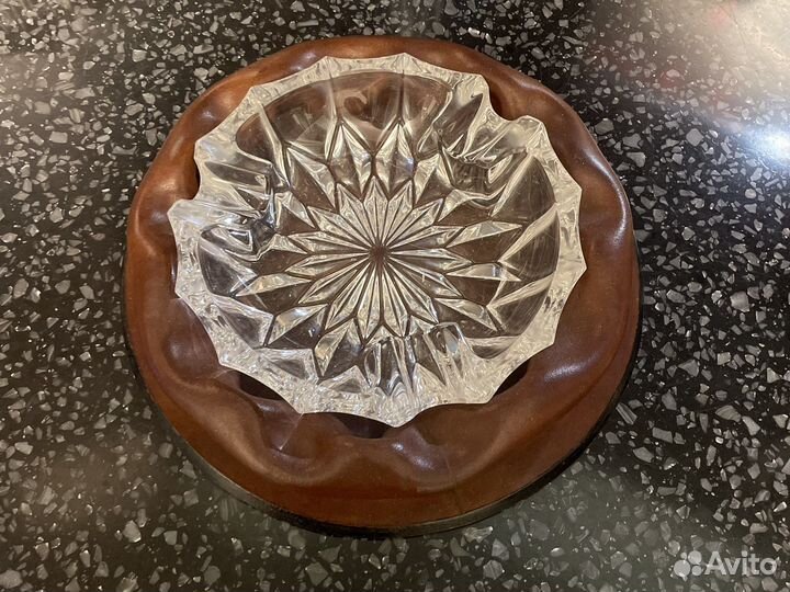 Пепельница хрусталь кожа