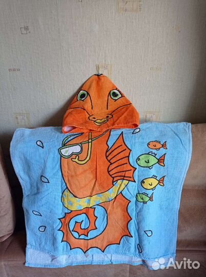 Полотенце пончо детское с капюшоном б/у