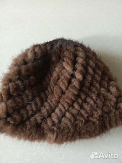 Шапка норковая вязаная женская