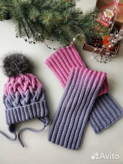 Шапка и снуд ручной работы 50-53 см и 54-57 см