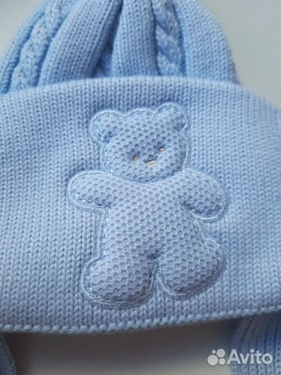 Новая шапка ог 40-42 для мальчика с медвежонком