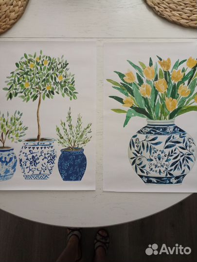 Два парных постера в стиле Сицилийской керамики