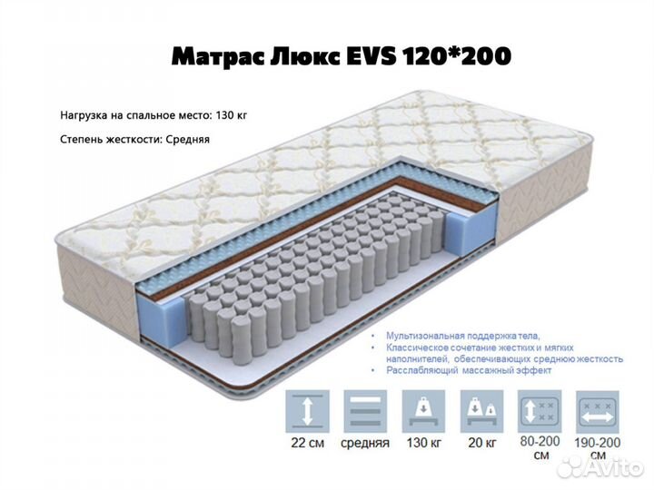 Матрас 120 на 200 анатомический Орматек Люкс EVS