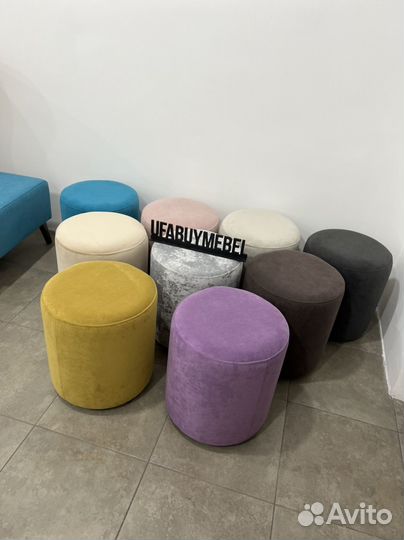 Пуфы из велюра круглые в наличии и на заказ