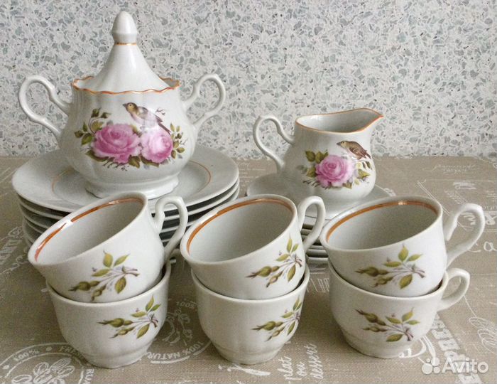 Советский кофейный сервиз,фарфор,новый