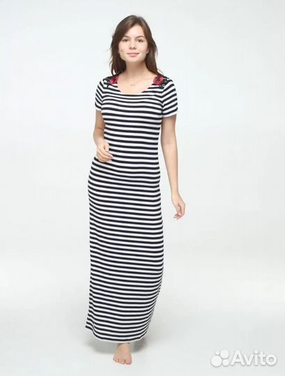Платье тельняшка в полоску длиное