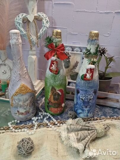 Бутылка декупаж