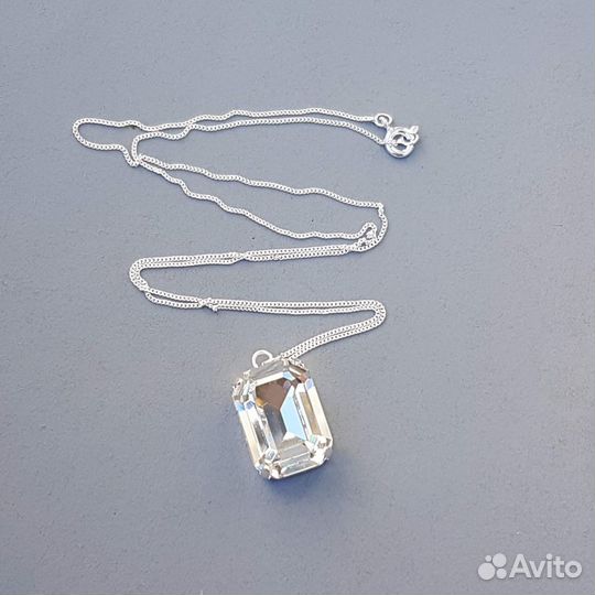 Колье Swarovski кулон подвеска на цепочке серебро