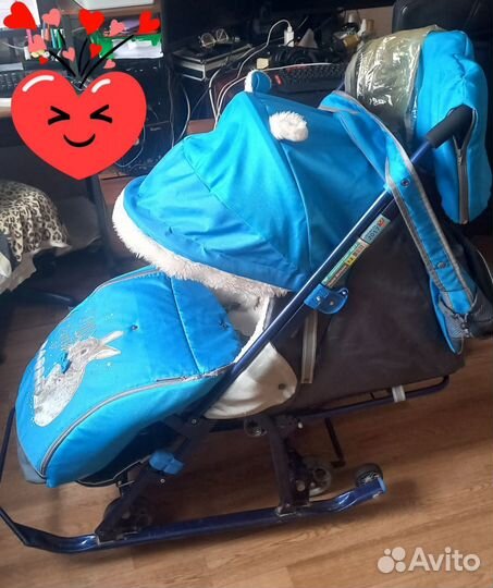 Санки коляска Ника 7-2 меховые 6 колес отл.сост