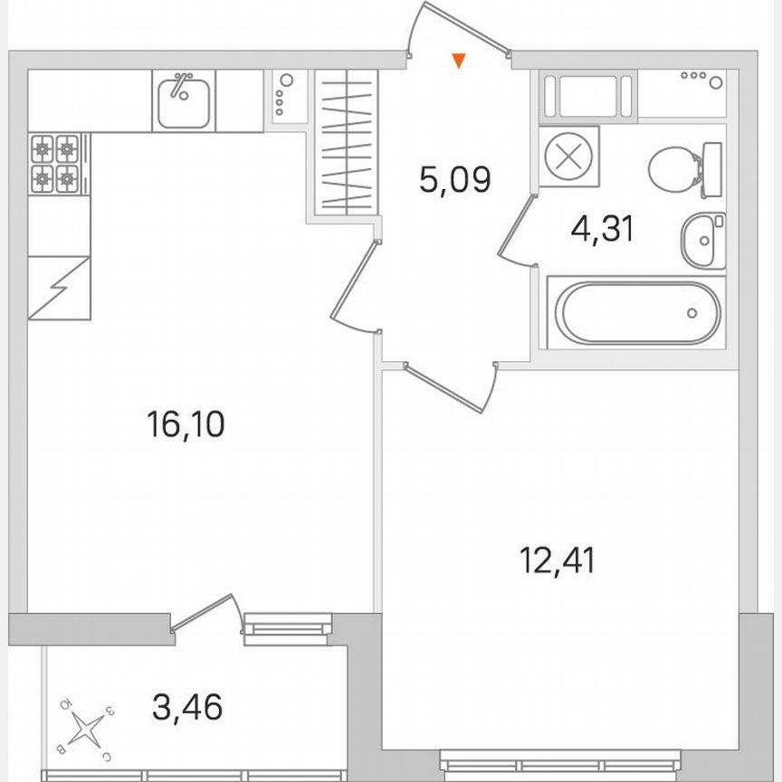 1-к. квартира, 39,6 м², 8/8 эт.
