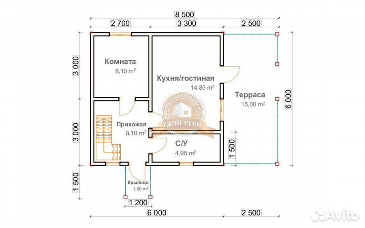 Каркасный дом с мансардой. 77 м2