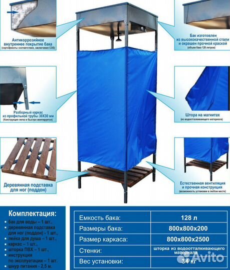 Дачный летний душ с подогревом