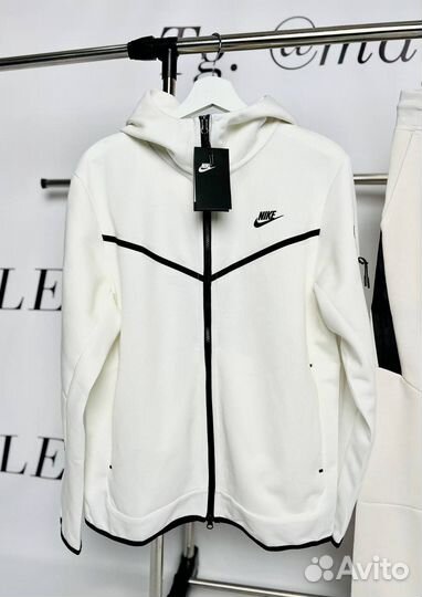 Зип худи nike tech fleece белая