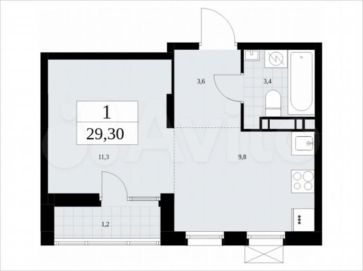 Квартира-студия, 29,3 м², 6/10 эт.