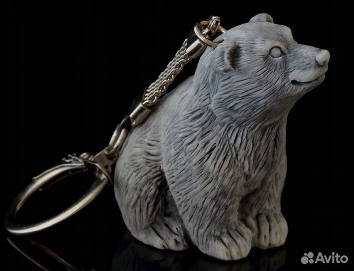 Брелок для ключей Медвежонок литьевой мрамор