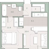 1-к. квартира, 37,2 м², 2/4 эт.