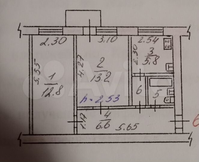 2-к. квартира, 43,3 м², 5/5 эт.