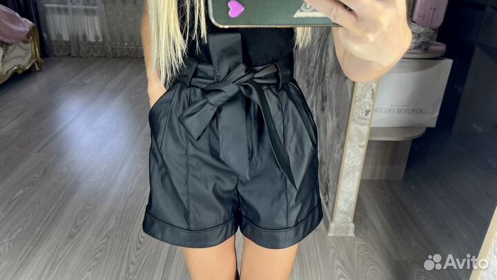 Юбка-шорты/шорты кожаные новые