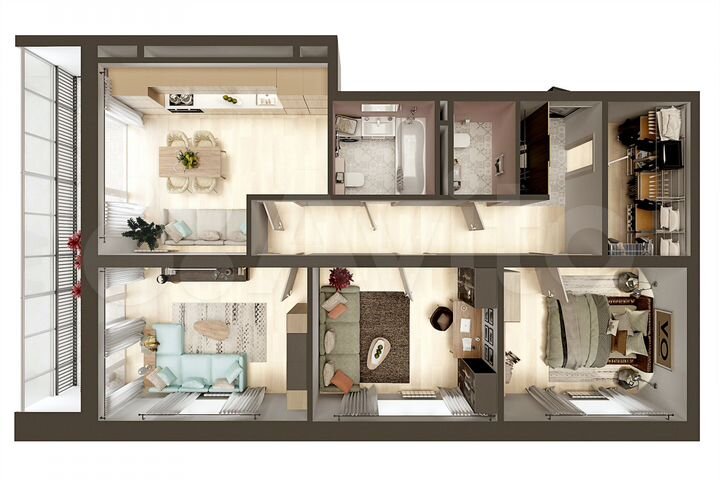 3-к. квартира, 87,4 м², 1/5 эт.