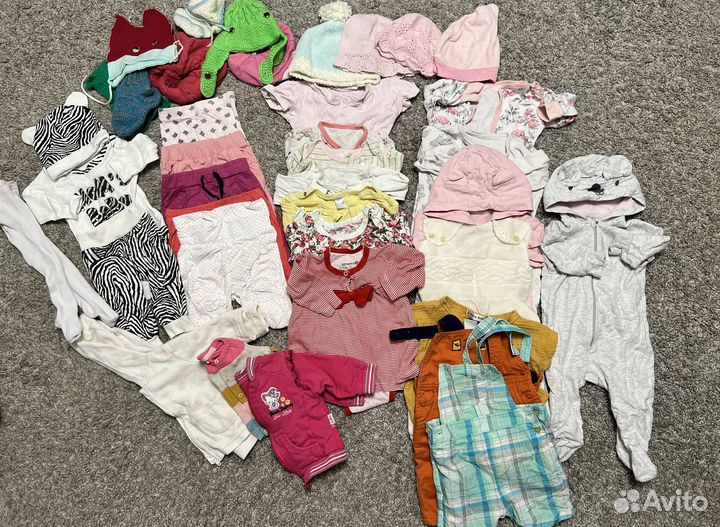 Большой пакет одежды для девочки от 0 до 12 мес