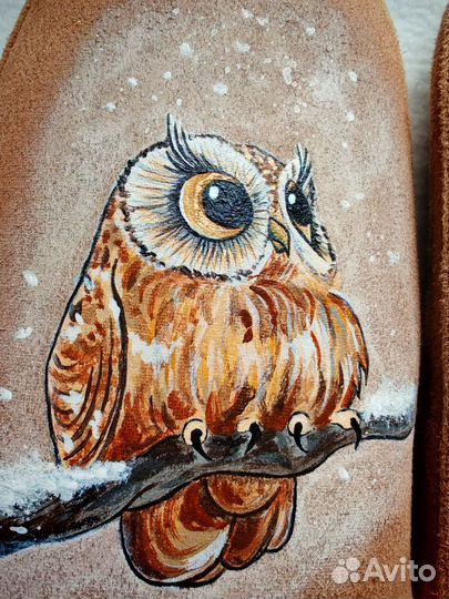 Варежки женские теплые с ручной росписью