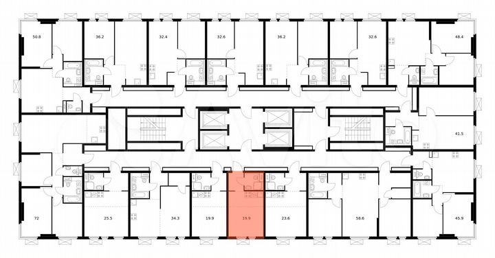Квартира-студия, 19,9 м², 22/33 эт.