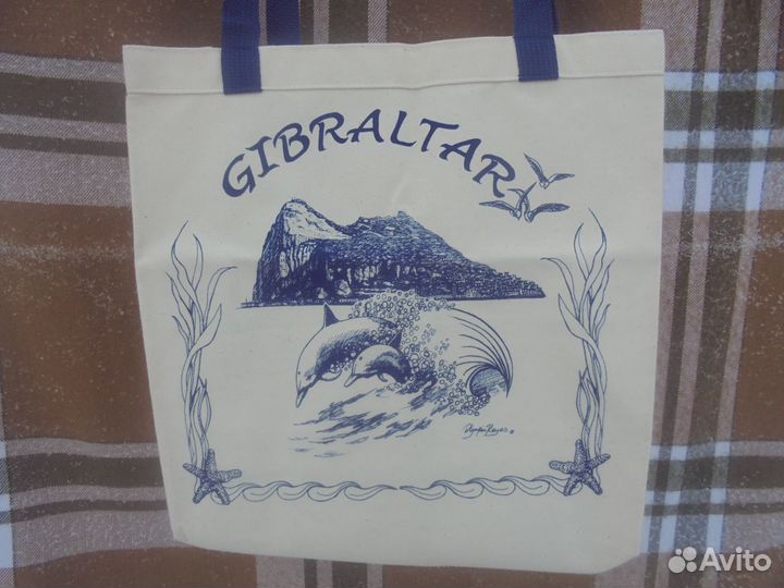 Холщовая стильная сумка с мыса Гибралтар 33х40 см