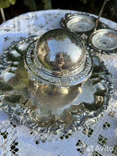 Менажница, икорница, поднос серебрение
