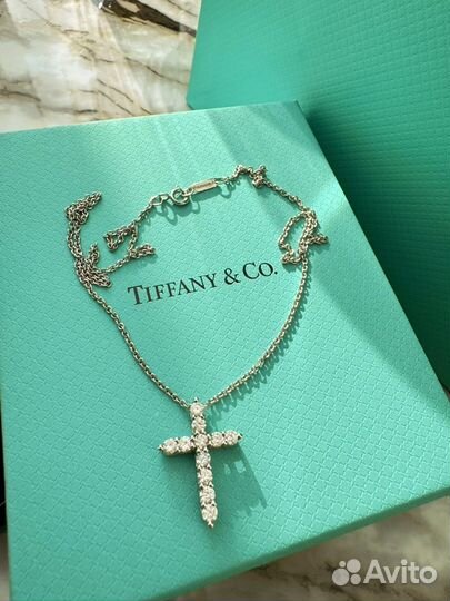 Подвеска крест tiffany золотой бриллианты