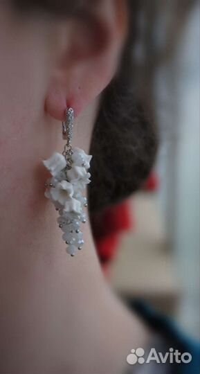 Серьги и кулон с ландышами,на заказ