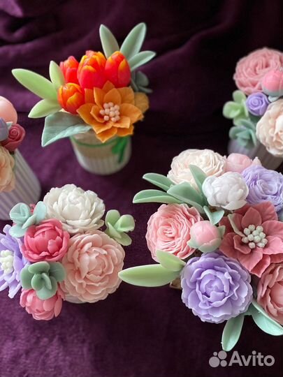 Мыло, ручная работа, цветы