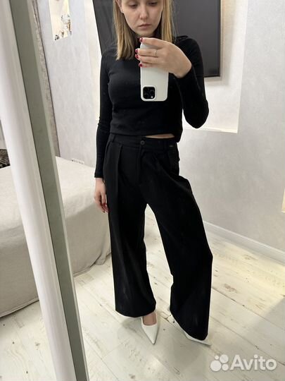 Брюки палаццо черные