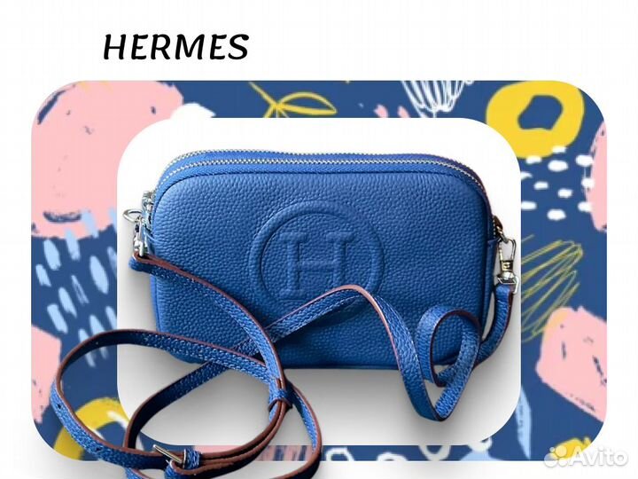 Сумка женская Hermes, маленькая, синяя