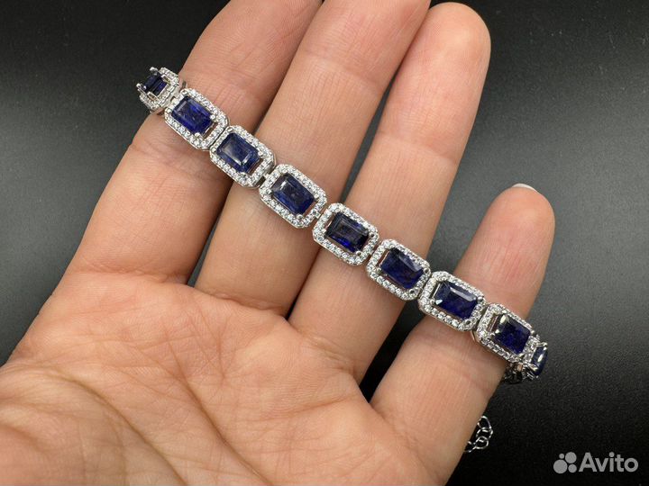 Серебряный браслет с сапфирами