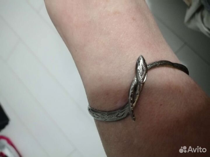 Серебряный браслет СССР 925 проба змея винтаж